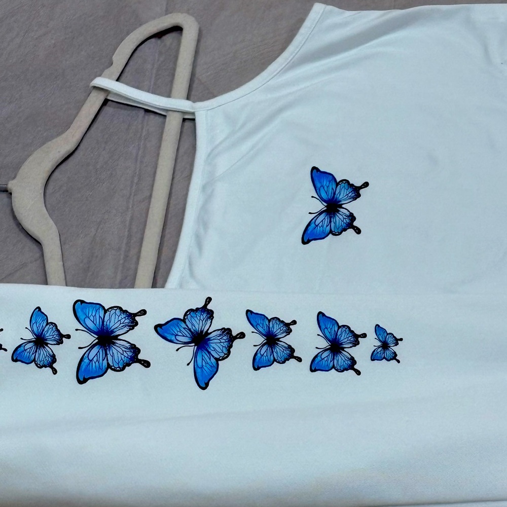 2 sets one top and sweat pants white and butter 🦋